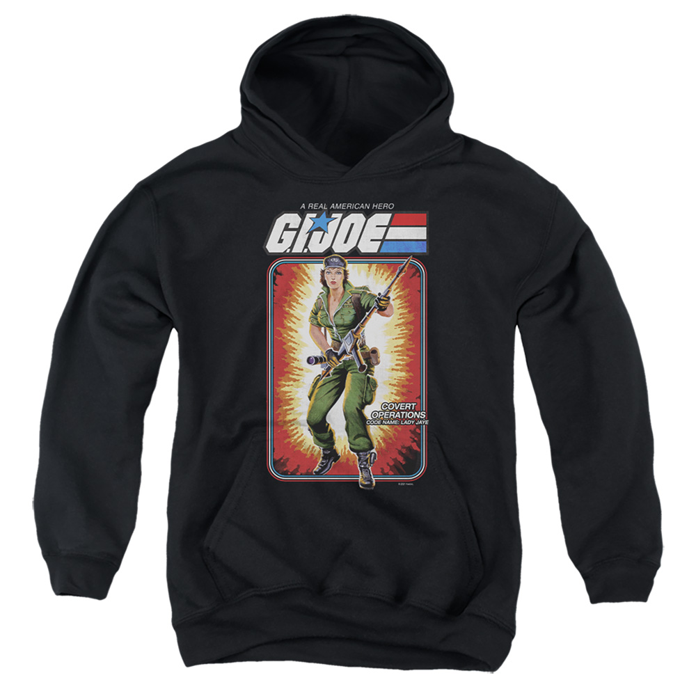 G.I. Joe & Lady Jaye Card-Youth Pull-Over Hoodie, Black - Medium