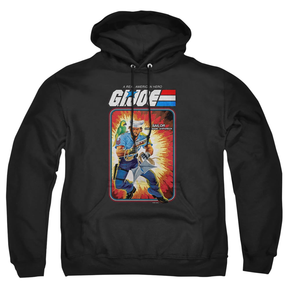 HBRO920-AFTH-7 G.I. Joe & Shipwreck Card-Adult Pull-Over Hoodie, Black - 4X -  Trevco