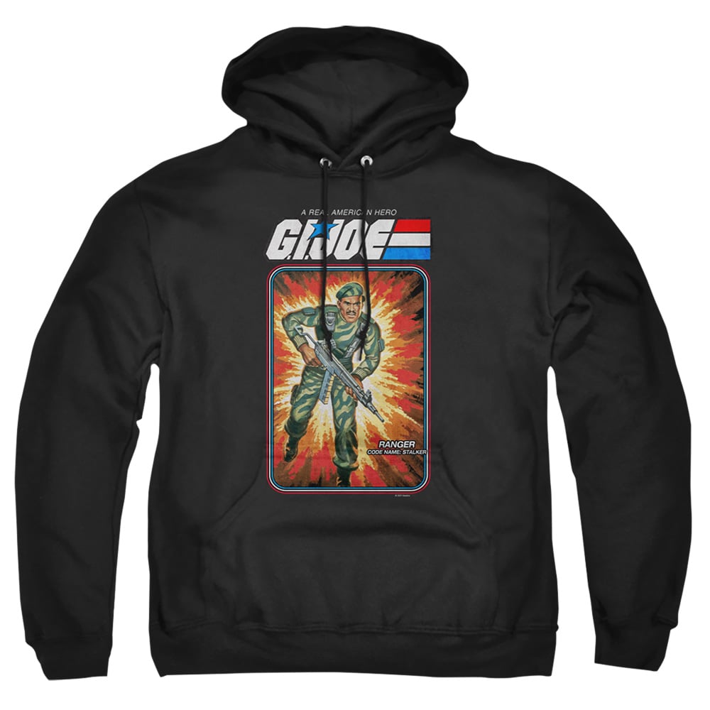 HBRO921-AFTH-7 G.I. Joe & Stalker Card-Adult Pull-Over Hoodie, Black - 4X -  Trevco