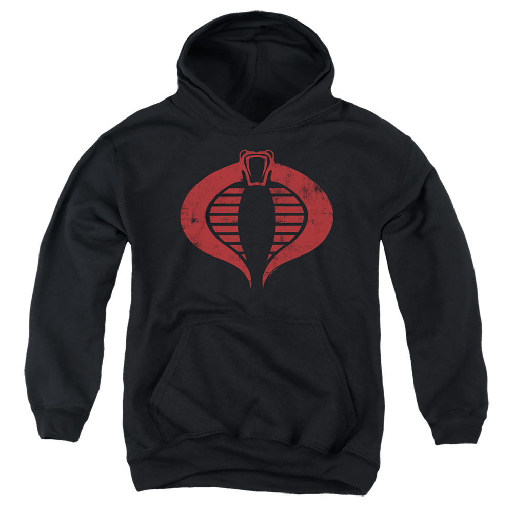 G.I. Joe & Cobra Logo-Youth Pull-Over Hoodie, Black - Extra Large
