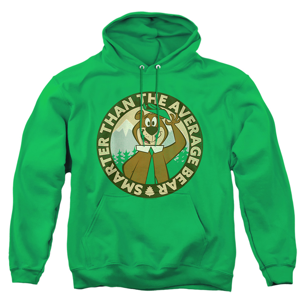 Yogi Bear & Smarter Than Average-Adult Pull-Over Hoodie, Kelly Green - Medium