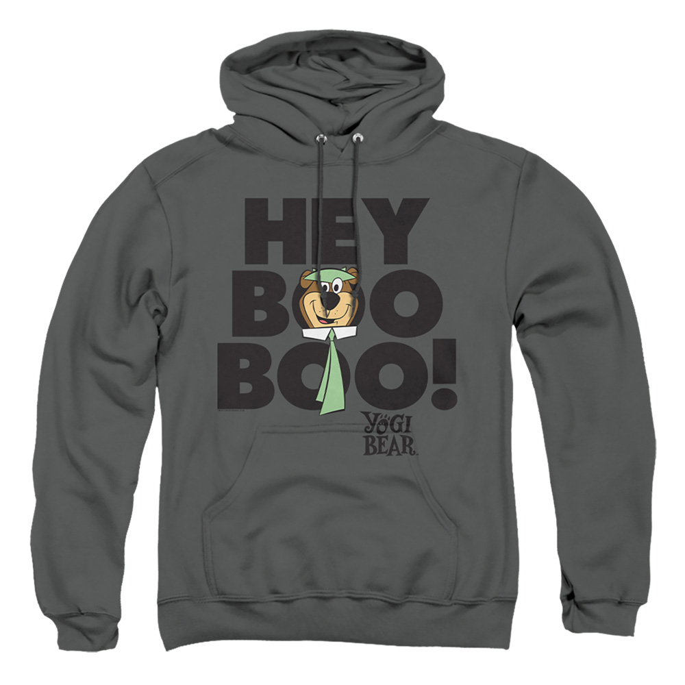 Yogi Bear & Hey Boo Boo-Adult Pull-Over Hoodie, Charcoal - Medium