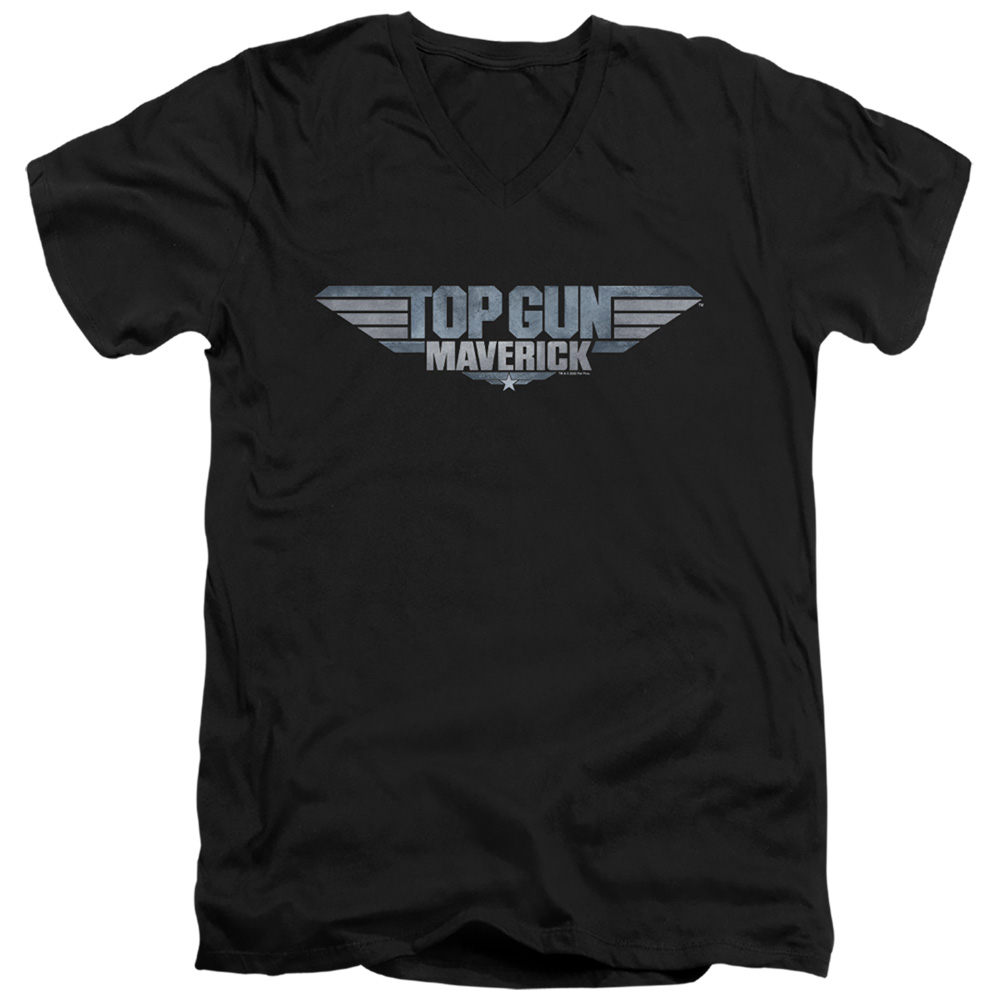 Top Gun-Maverick & Maverick Logo Short Sleeve Adult V-Neck 30-1 T-Shirt, Black - Large