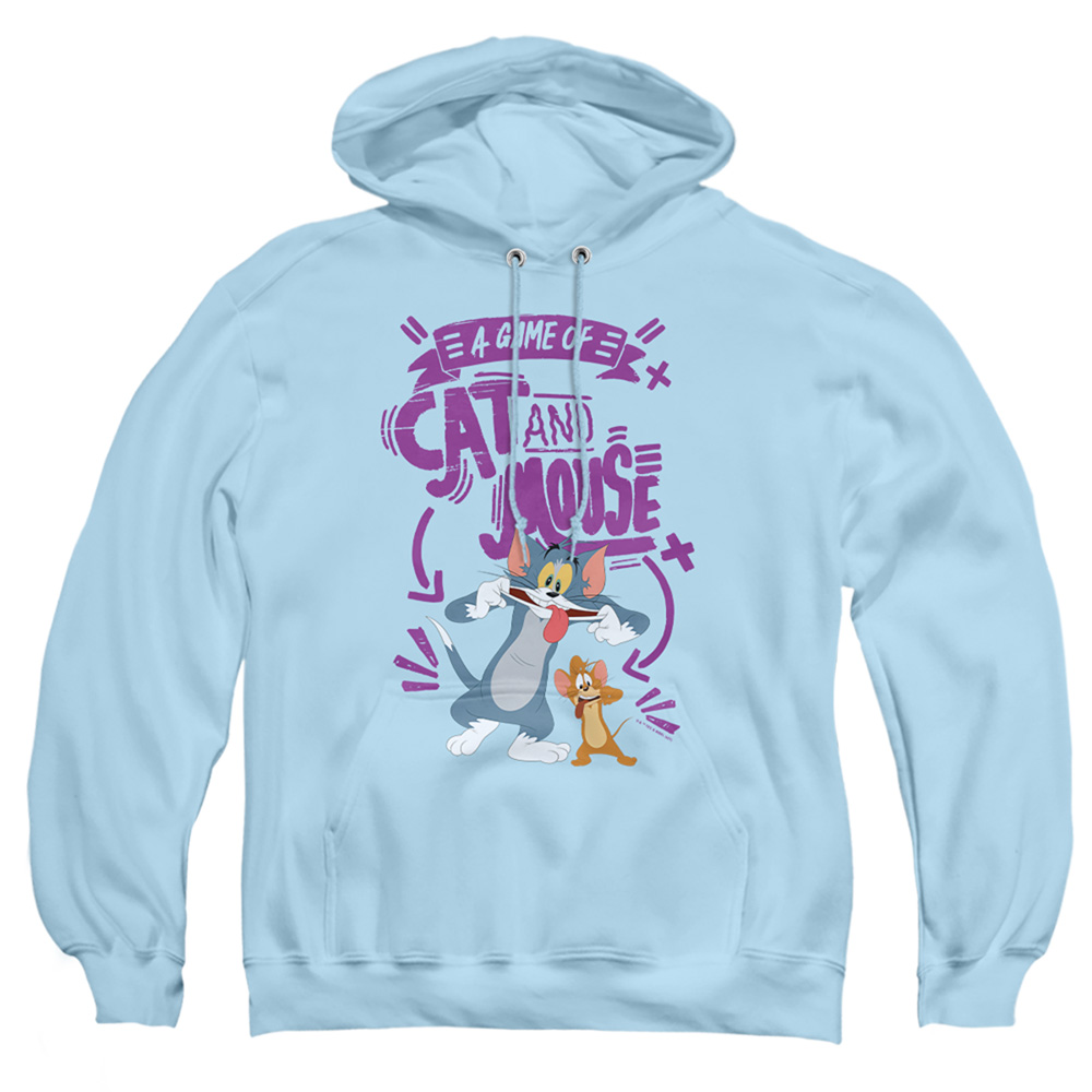 Tom & Jerry Movie & Cat & Mouse-Adult Pull-Over Hoodie, Light Blue - Large
