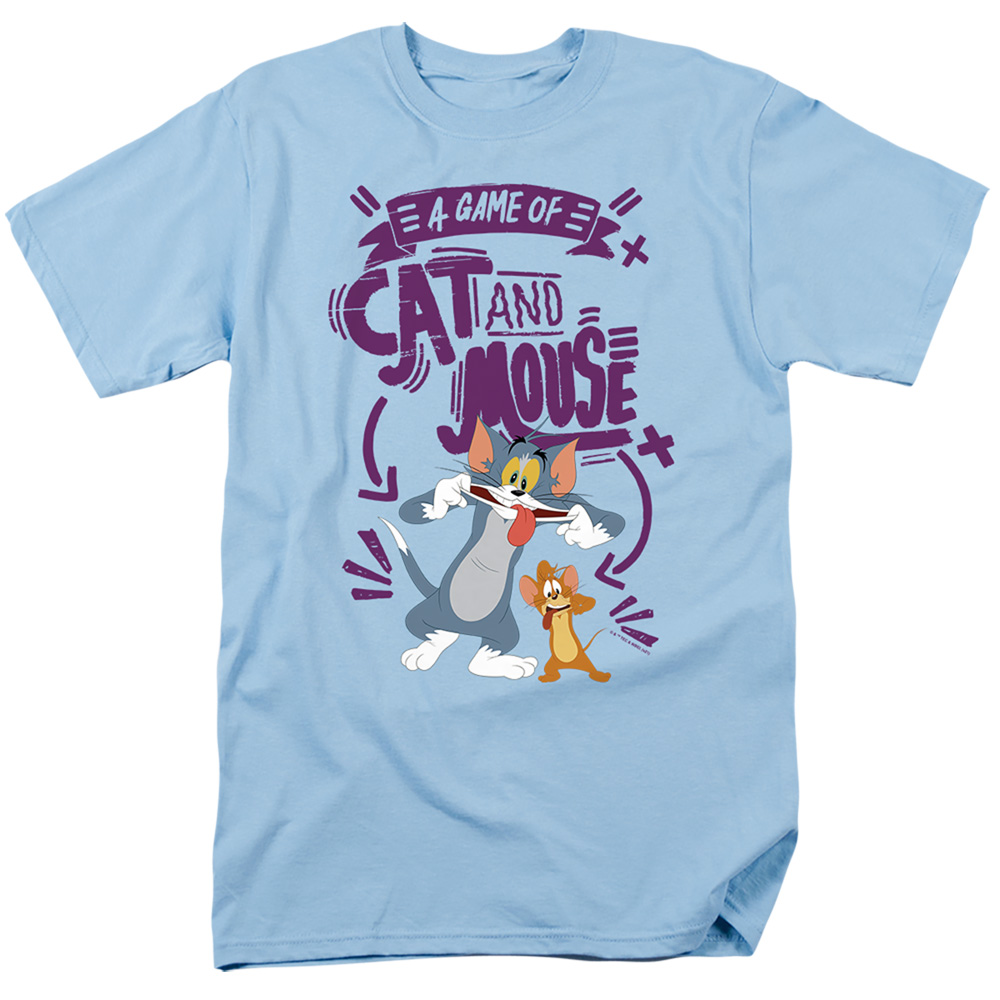 HNB321-AT-2 Tom & Jerry Movie & Cat & Mouse Short Sleeve Adult 18-1 T-Shirt, Light Blue - Medium