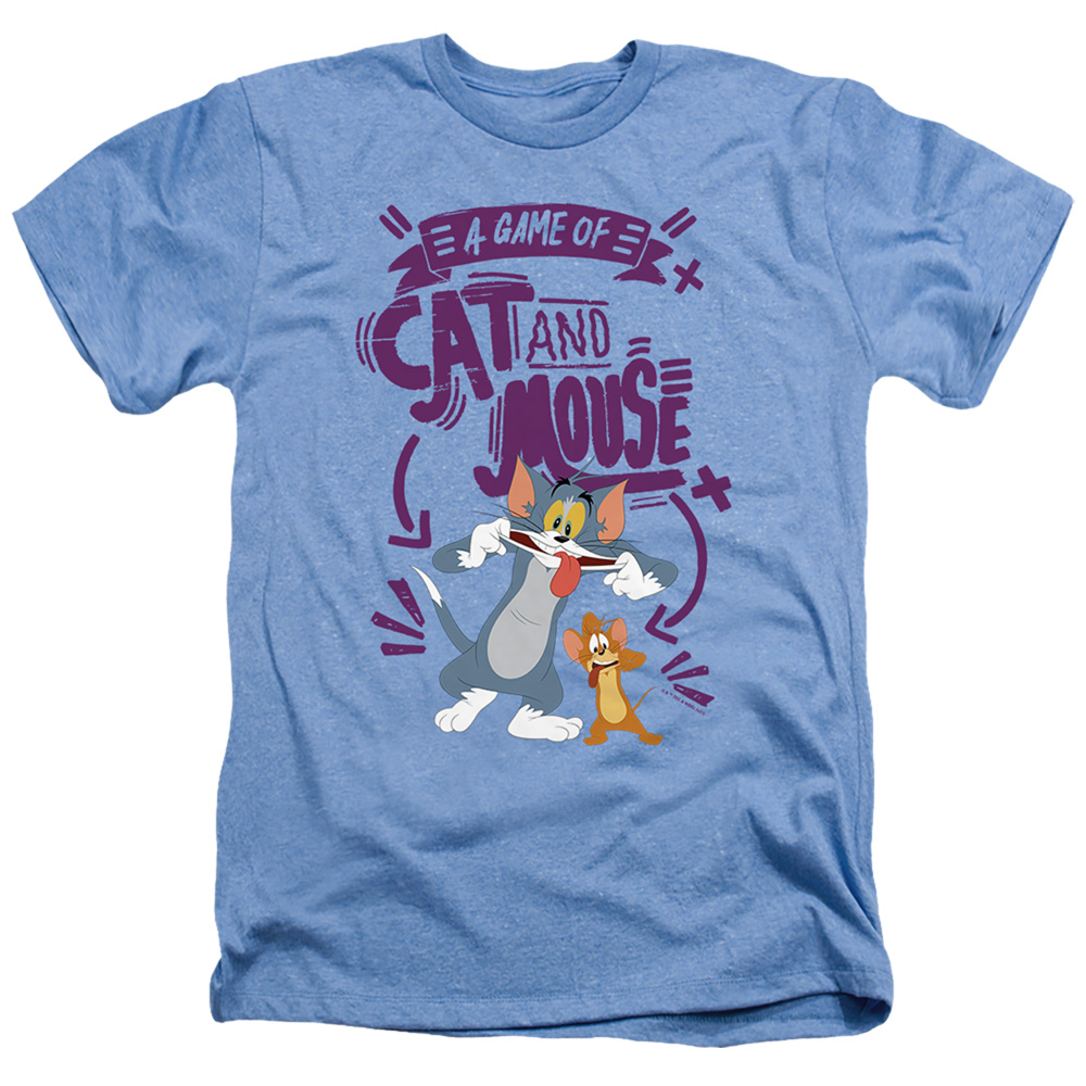 HNB321-HA-2 Tom & Jerry Movie & Cat & Mouse-Adult Heather T-Shirt, Light Blue - Medium
