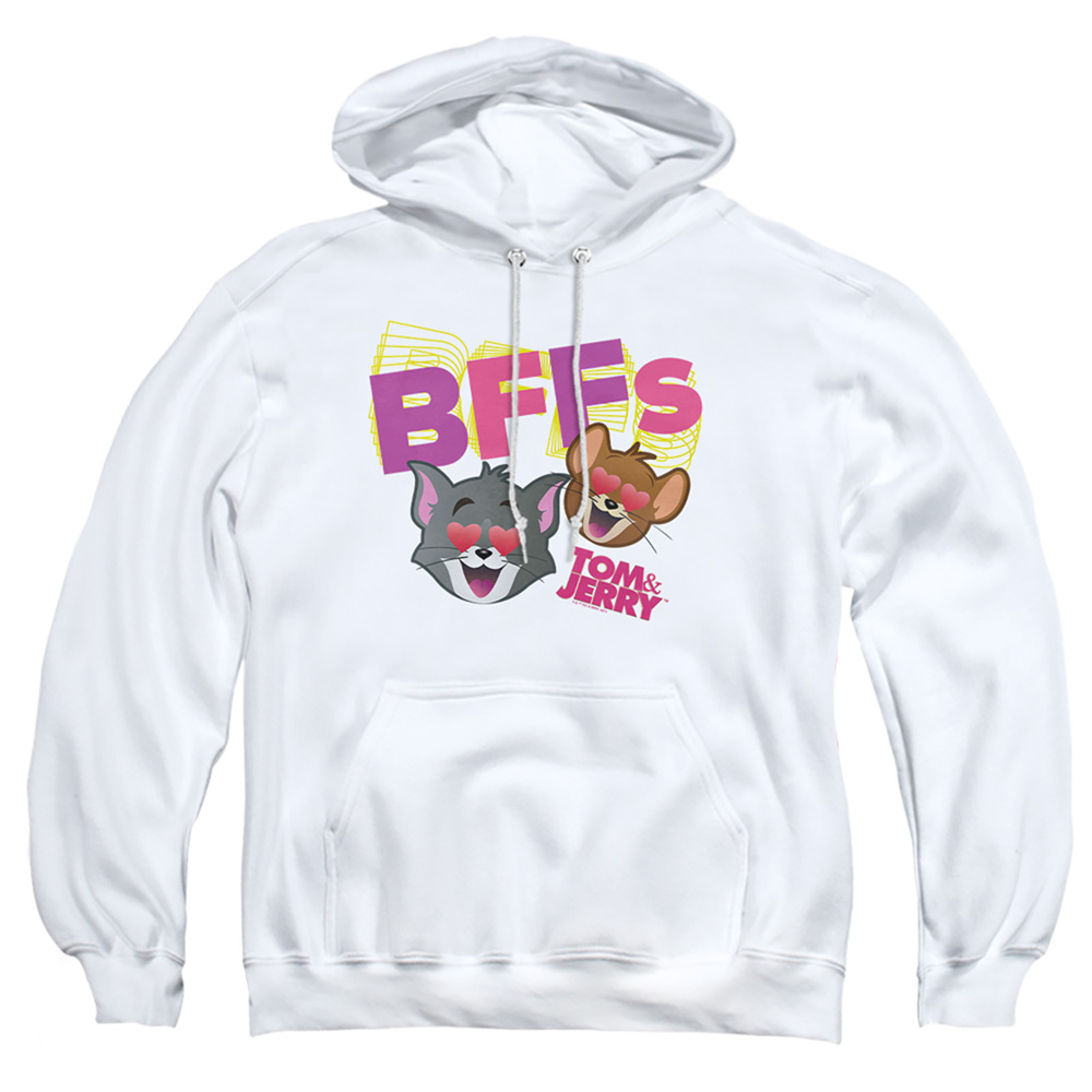 Tom & Jerry Movie & Bffs-Adult Pull-Over Hoodie, White - Medium