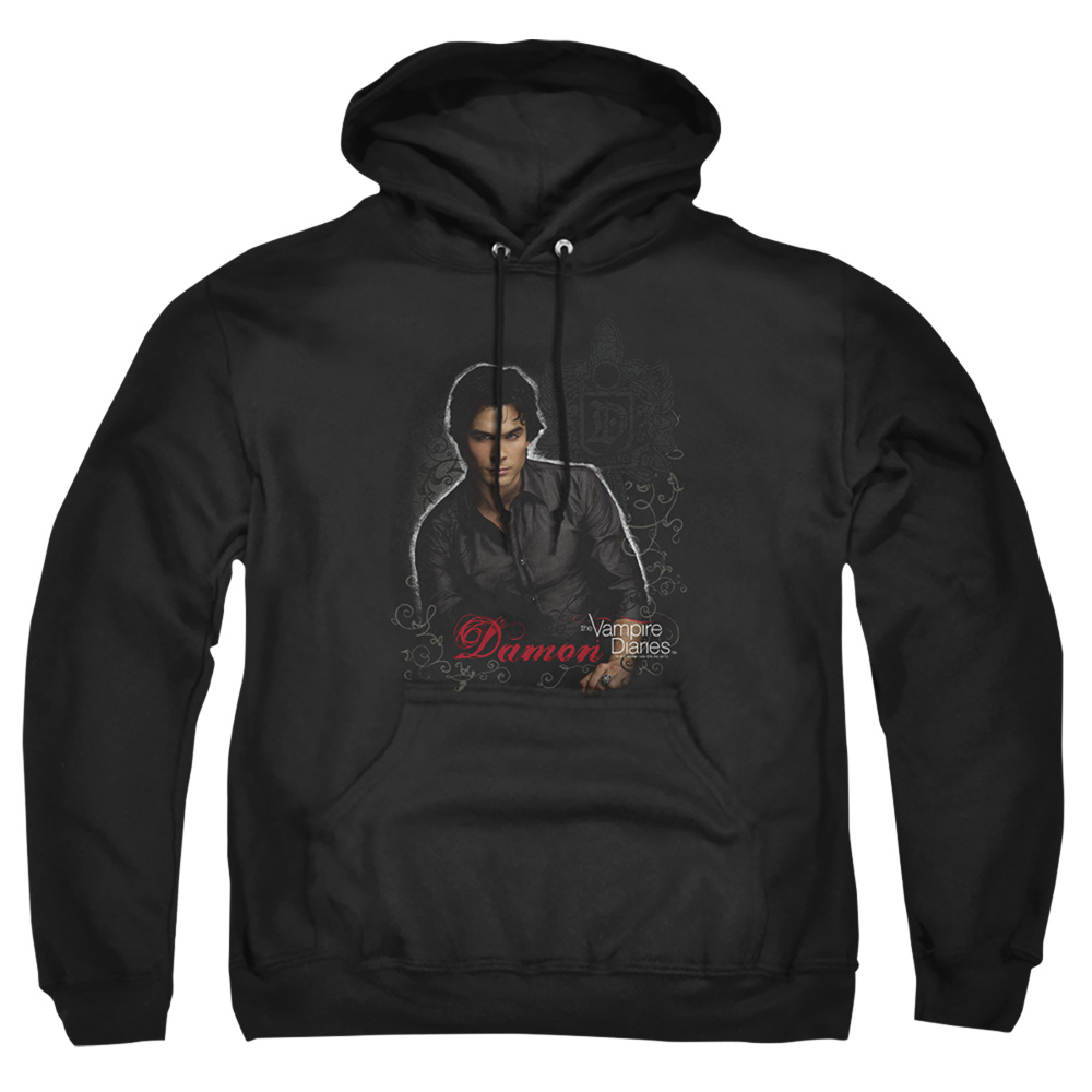 Vampire Diaries & Damon-Adult Pull-Over Hoodie, Black - Small