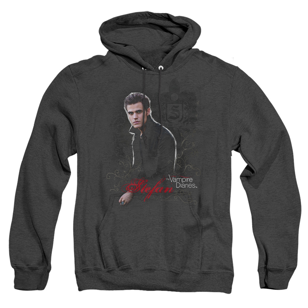 Vampire Diaries & Stefan-Adult Heather Hoodie, Black - Medium