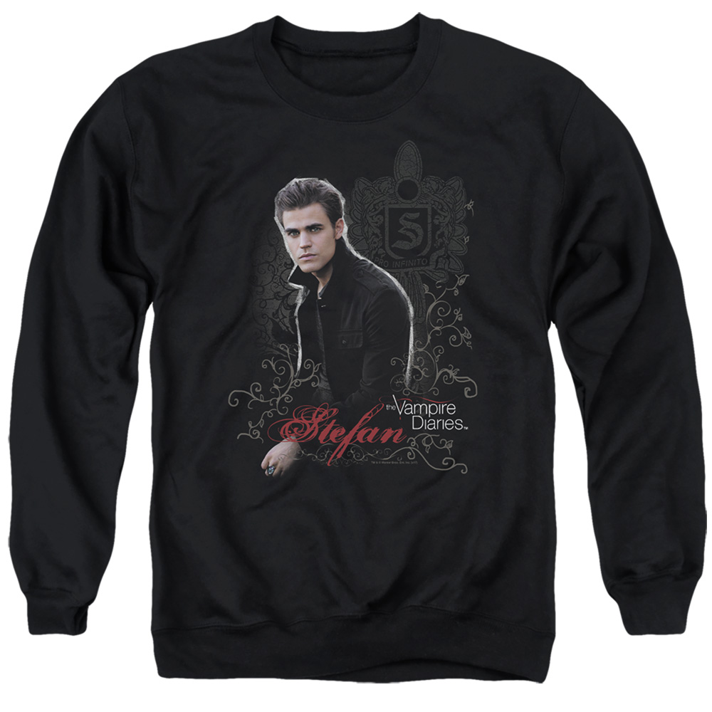 Vampire Diaries & Stefan-Adult Crewneck Sweatshirt, Black - 2X