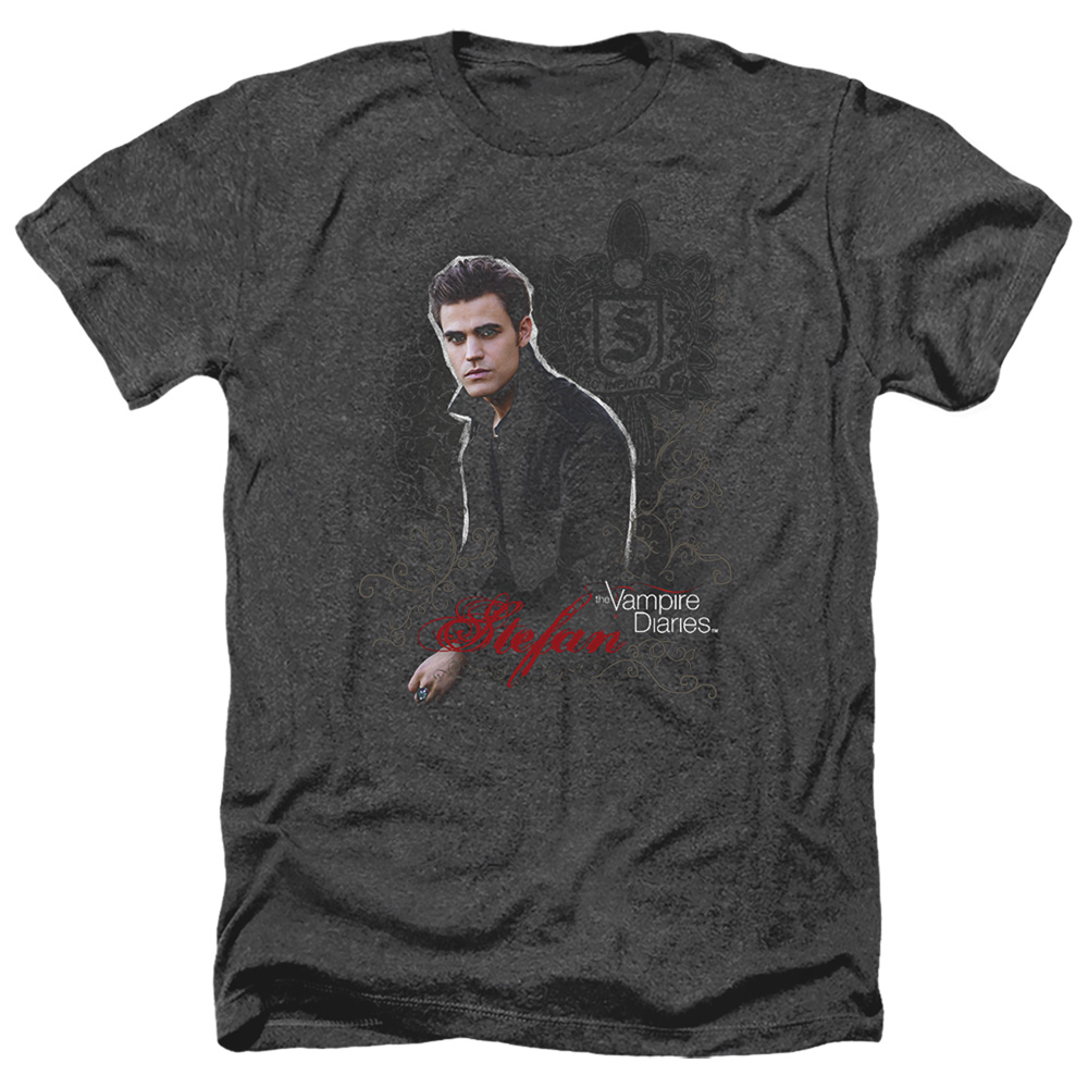 Vampire Diaries & Stefan-Adult Heather T-Shirt, Black - Medium