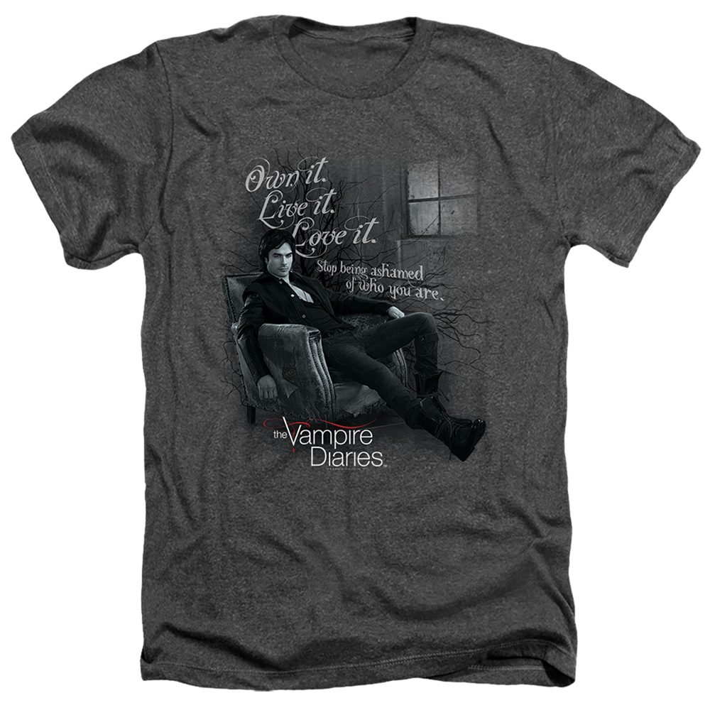 Vampire Diaries & Be Yourself-Adult Heather T-Shirt, Charcoal - Medium