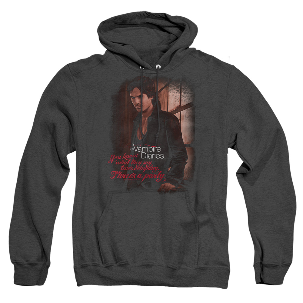 Vampire Diaries & Threes A Party-Adult Heather Hoodie, Black - Medium