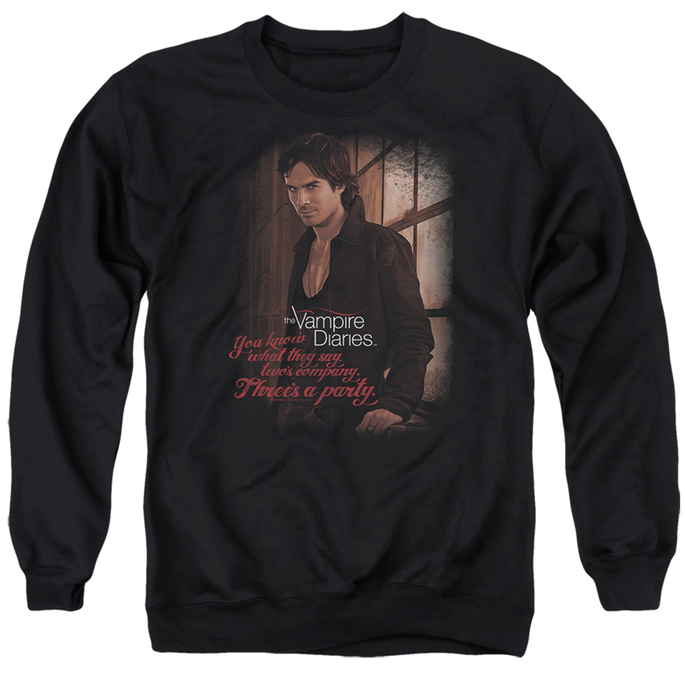 Vampire Diaries & Threes A Party-Adult Crewneck Sweatshirt, Black - Medium