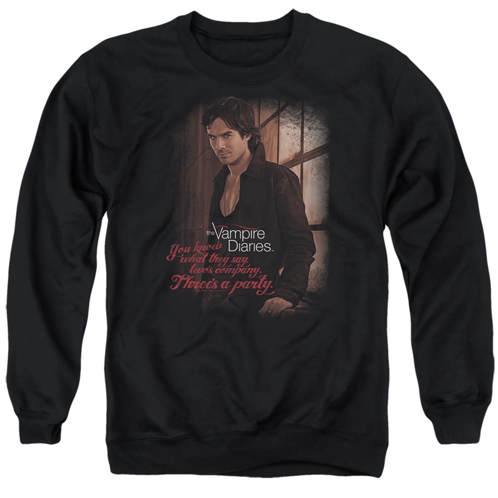 Vampire Diaries & Threes A Party-Adult Crewneck Sweatshirt, Black - Extra Large