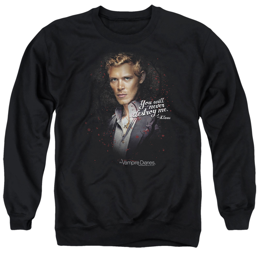 Vampire Diaries & Never Destroy-Adult Crewneck Sweatshirt, Black - Extra Large