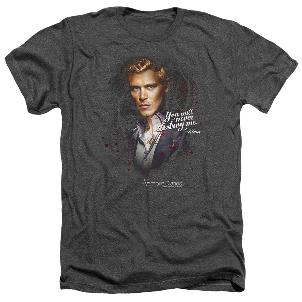 Vampire Diaries & Never Destroy-Adult Heather T-Shirt, Black - Large