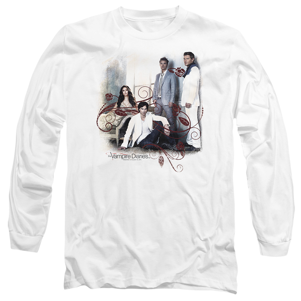 Vampire Diaries & 3 Plus 1-Long Sleeve Adult 18-1 T-Shirt, White - Medium
