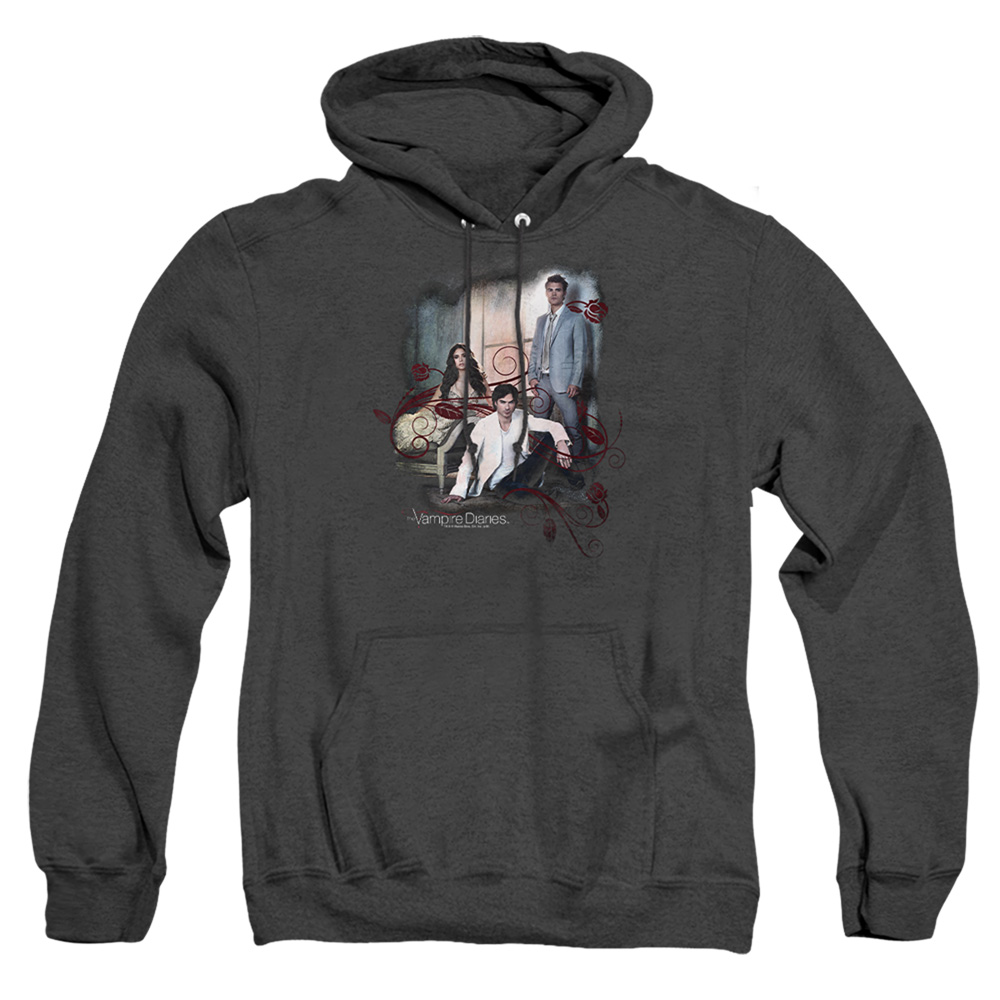 Vampire Diaries & 3 Plus 1-Adult Heather Hoodie, Black - Medium