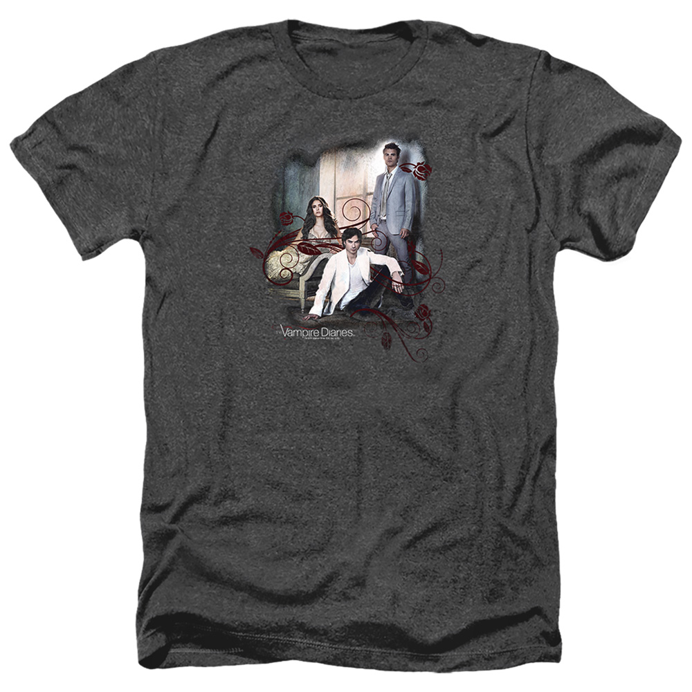 Vampire Diaries & 3 Plus 1-Adult Heather T-Shirt, Black - Medium