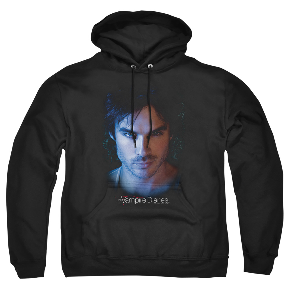 Vampire Diaries & Damon-Adult Pull-Over Hoodie, Black - 2X