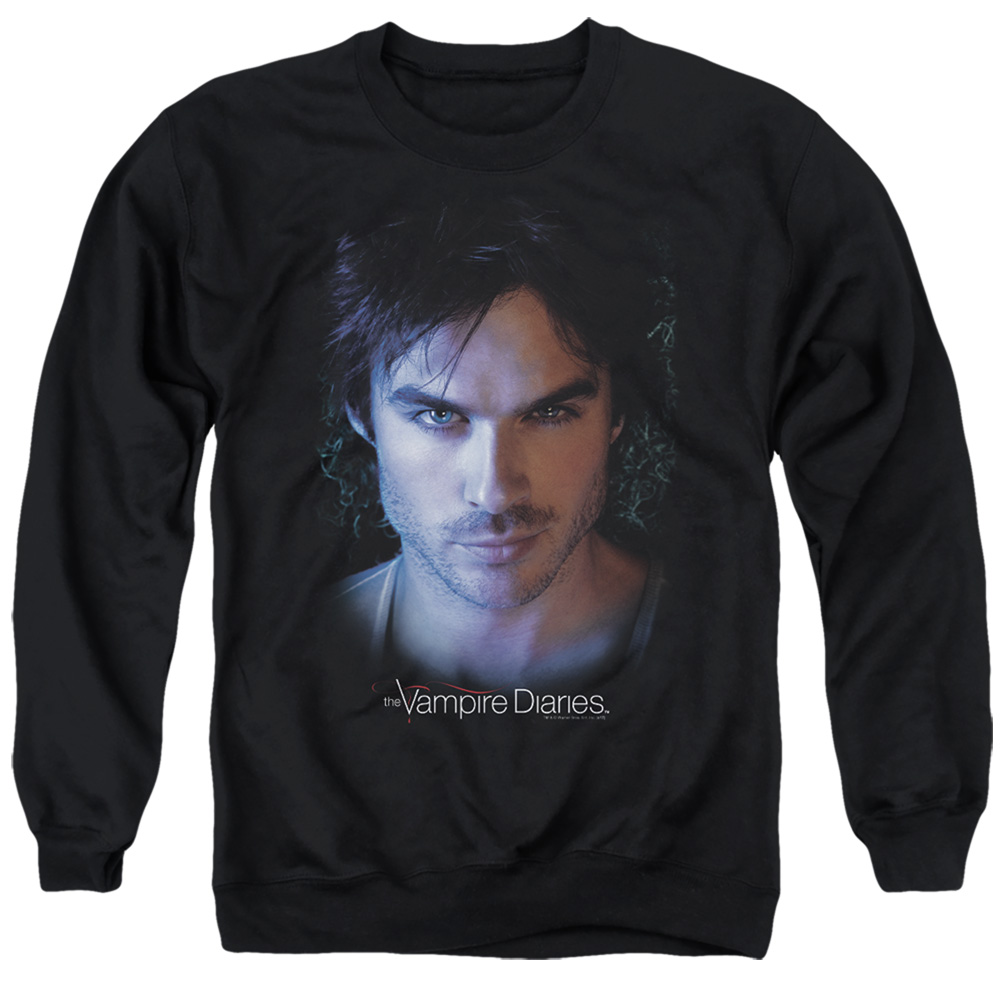 Vampire Diaries & Damon-Adult Crewneck Sweatshirt, Black - Small