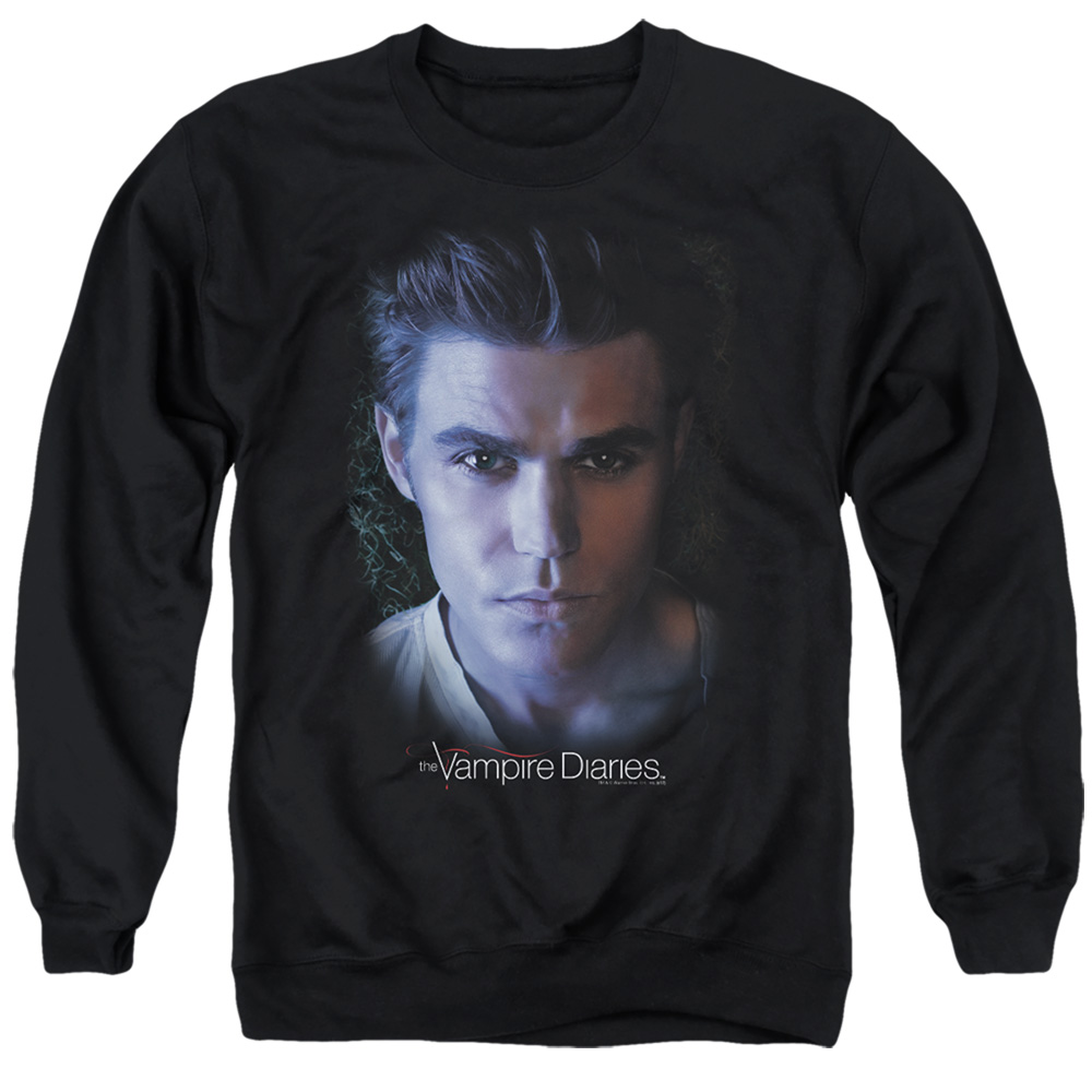 Vampire Diaries & Stefan-Adult Crewneck Sweatshirt, Black - Medium