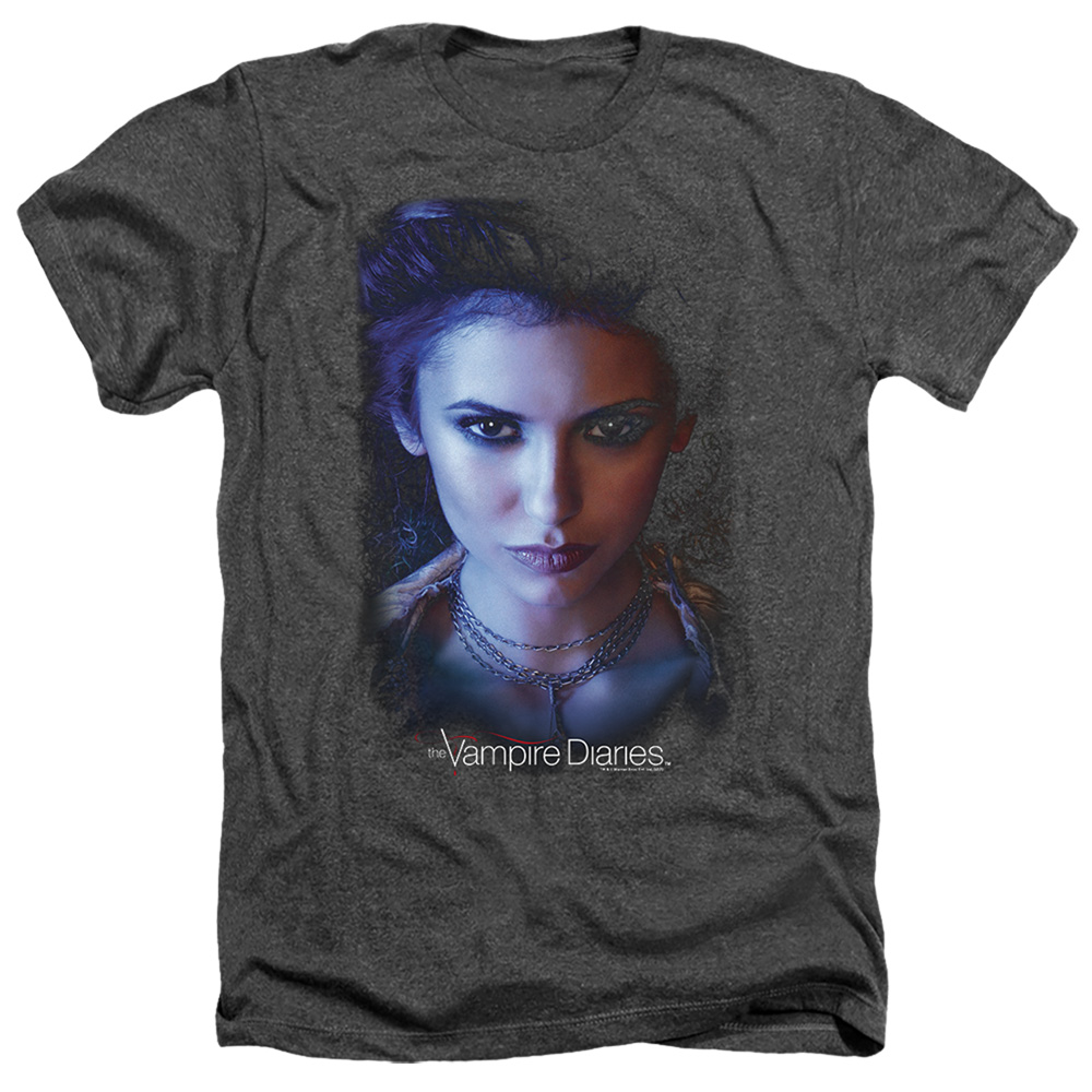 Vampire Diaries & Elena-Adult Heather T-Shirt, Black - Medium