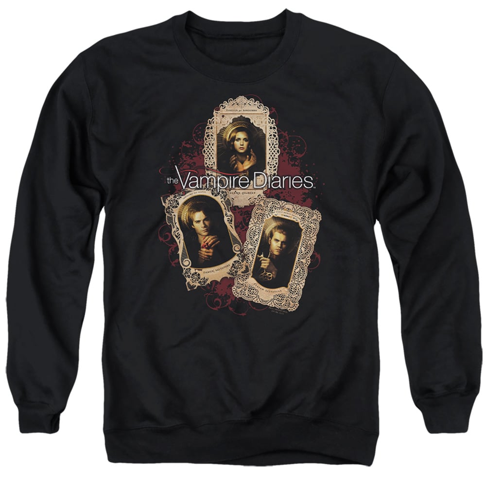Vampire Diaries & Holy Cards-Adult Crewneck Sweatshirt, Black - Medium