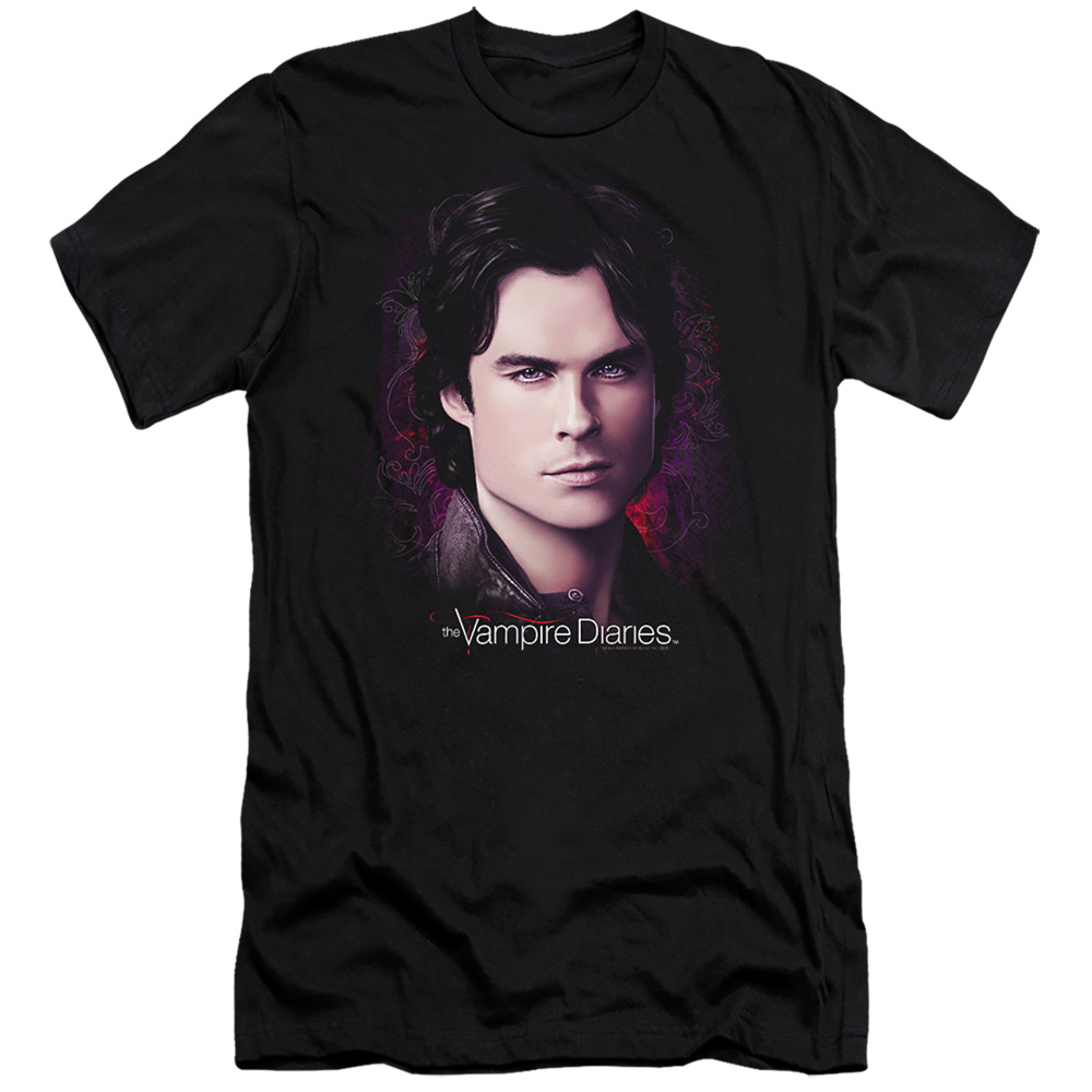 Vampire Diaries & Compelling-Premuim Canvas Adult Slim Fit 30-1 T-Shirt, Black - Extra Large