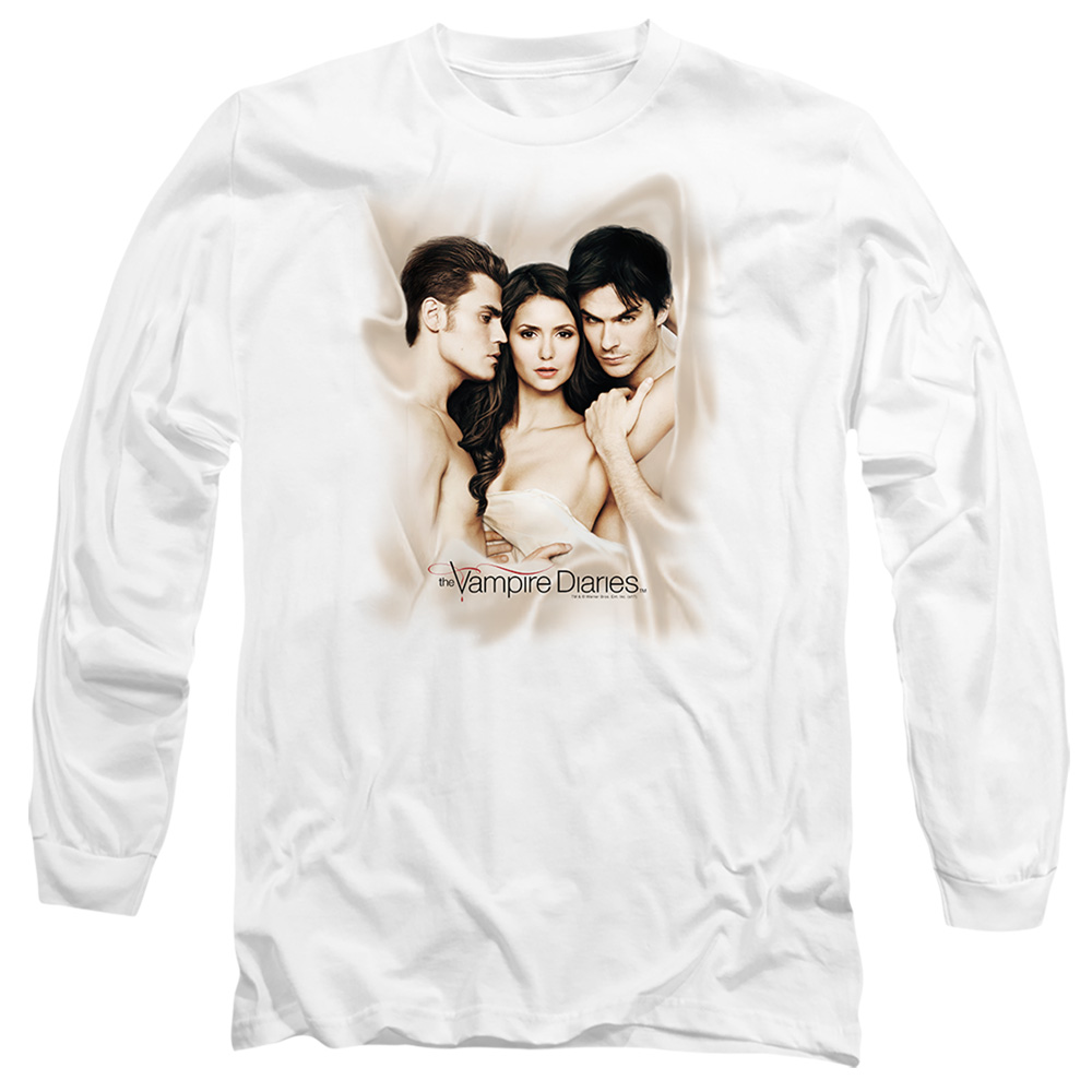 Vampire Diaries & Bounded-Long Sleeve Adult 18-1 T-Shirt, White - Medium