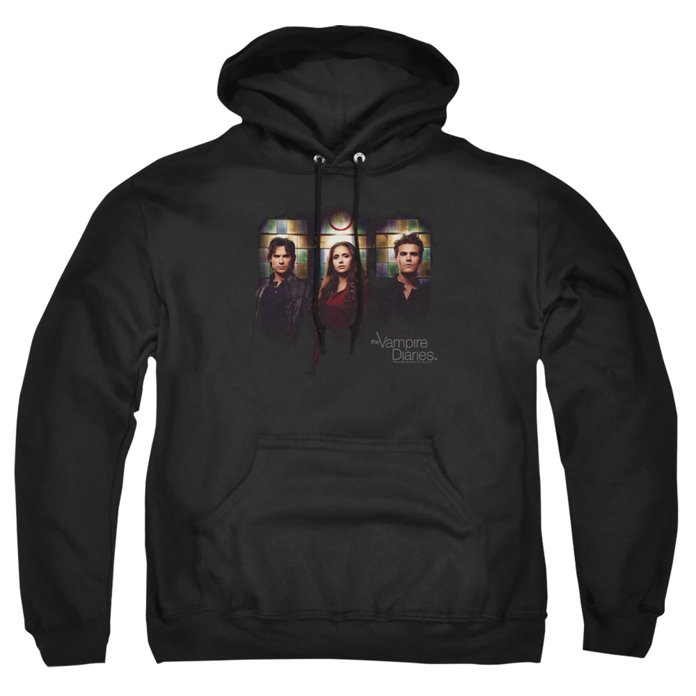 Vampire Diaries & Stained Windows-Adult Pull-Over Hoodie, Black - 2X