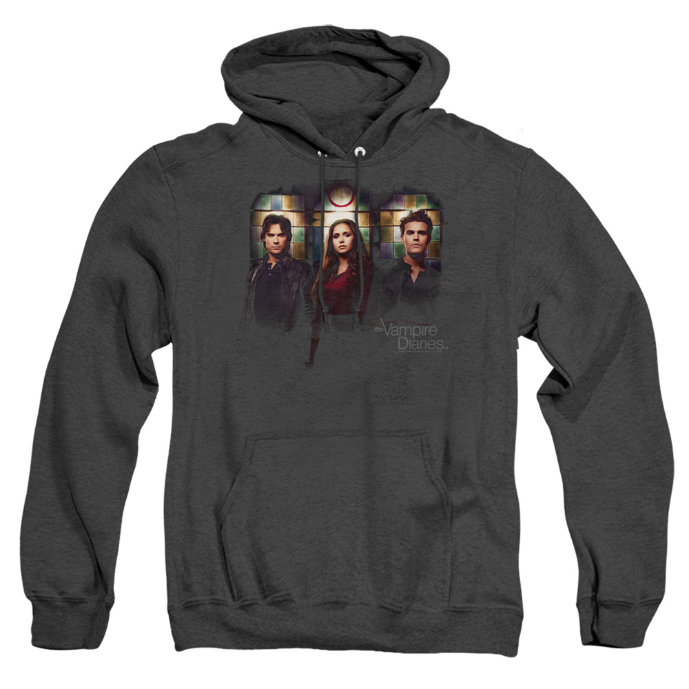 Vampire Diaries & Stained Windows-Adult Heather Hoodie, Black - Extra Large