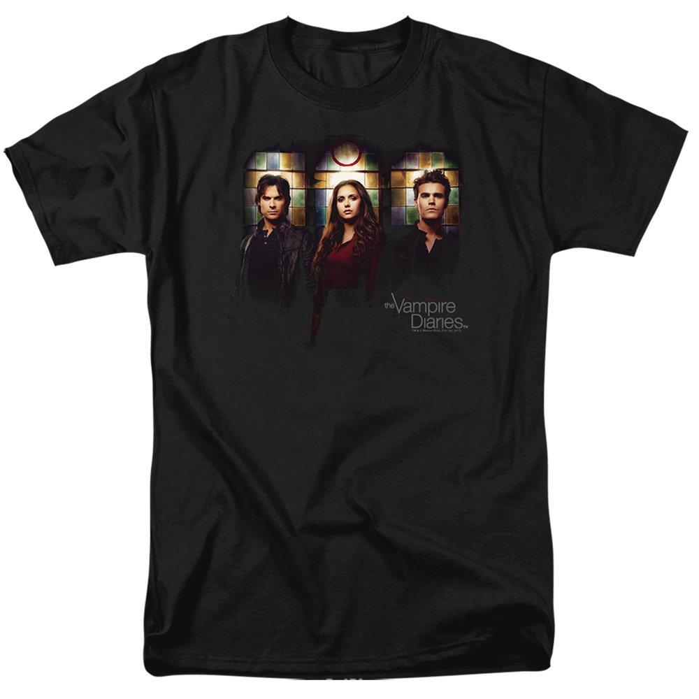 Vampire Diaries & Stained Windows Short Sleeve Adult 18-1 T-Shirt, Black - Medium