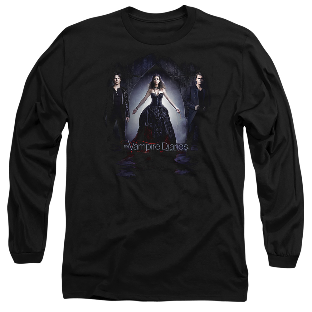 Vampire Diaries & Bring It On-Long Sleeve Adult 18-1 T-Shirt, Black - Medium