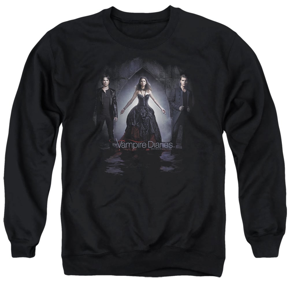 Vampire Diaries & Bring It On-Adult Crewneck Sweatshirt, Black - Medium