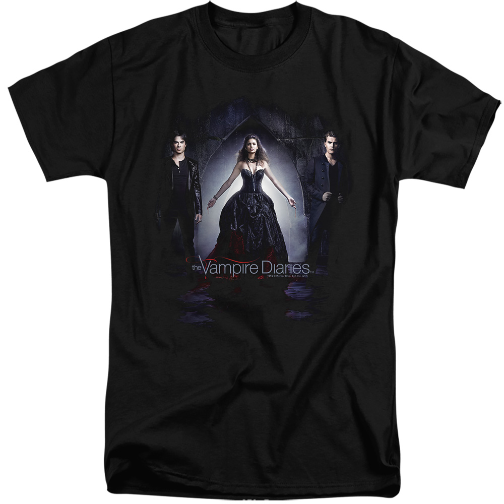 Vampire Diaries & Bring It On Short Sleeve Adult Tall T-Shirt, Black - 2X