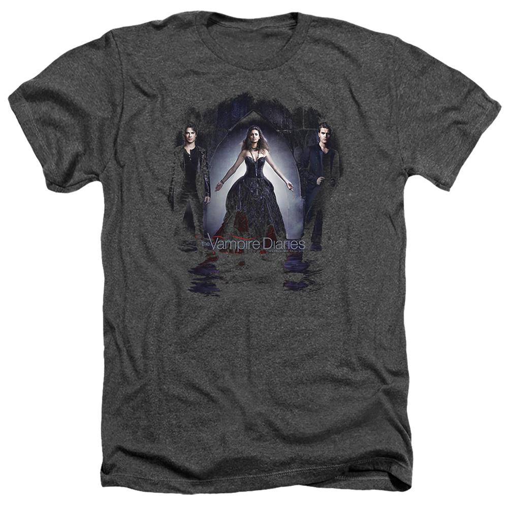 Vampire Diaries & Bring It On-Adult Heather T-Shirt, Black - Medium