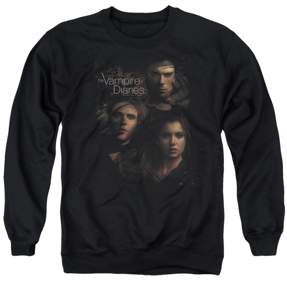 Vampire Diaries & Smokey Veil-Adult Crewneck Sweatshirt, Black - Medium