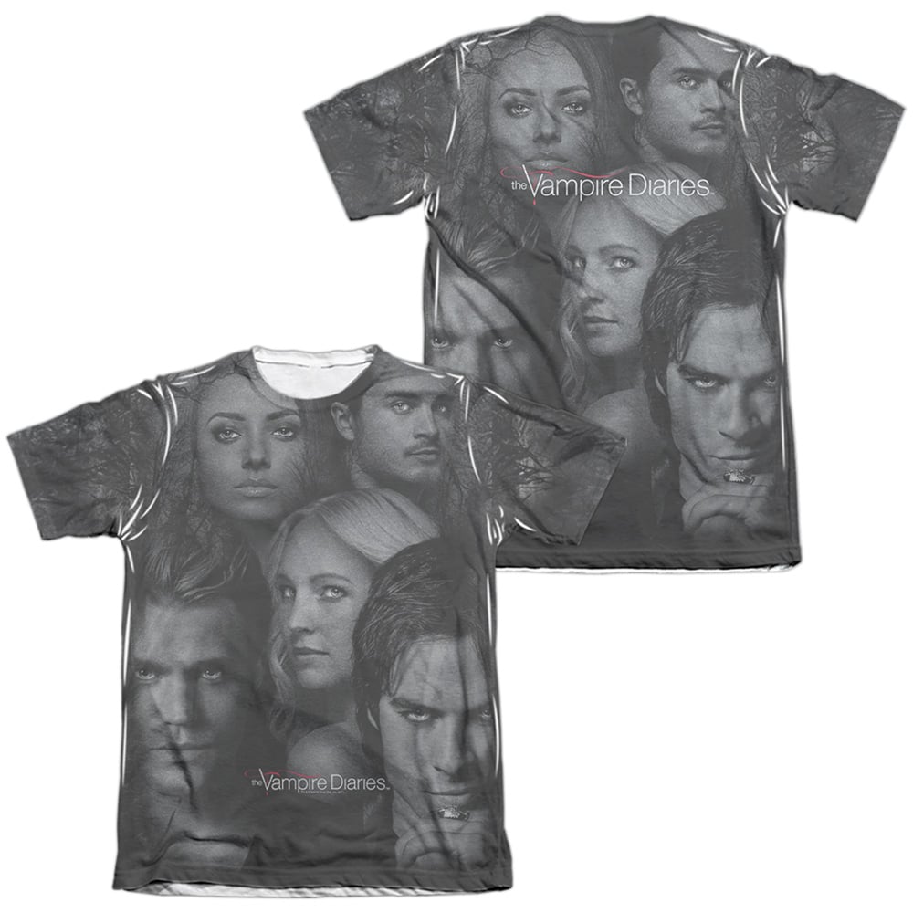 WBT475FB-ATPC-2 Vampire Diaries & In the Woods Front & Back Print-Adult Polyester & Cotton Short Sleeve T-Shirt, White - Medium