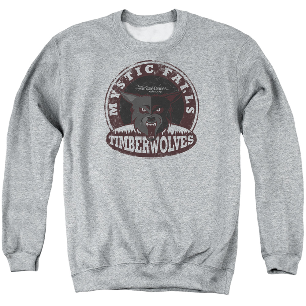 Vampire Diaries & Timberwolves-Adult Crewneck Sweatshirt, Athletic Heather - 2X