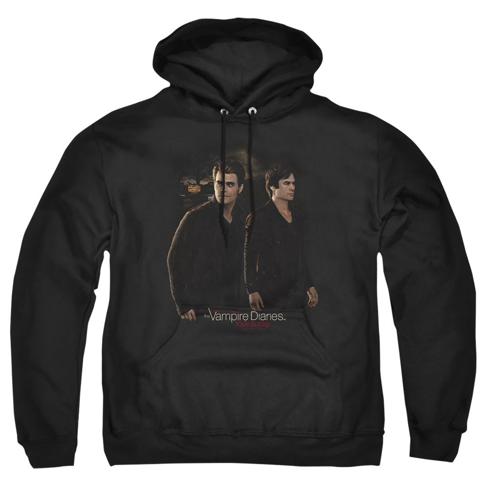 Vampire Diaries & Brothers-Adult Pull-Over Hoodie, Black - Large