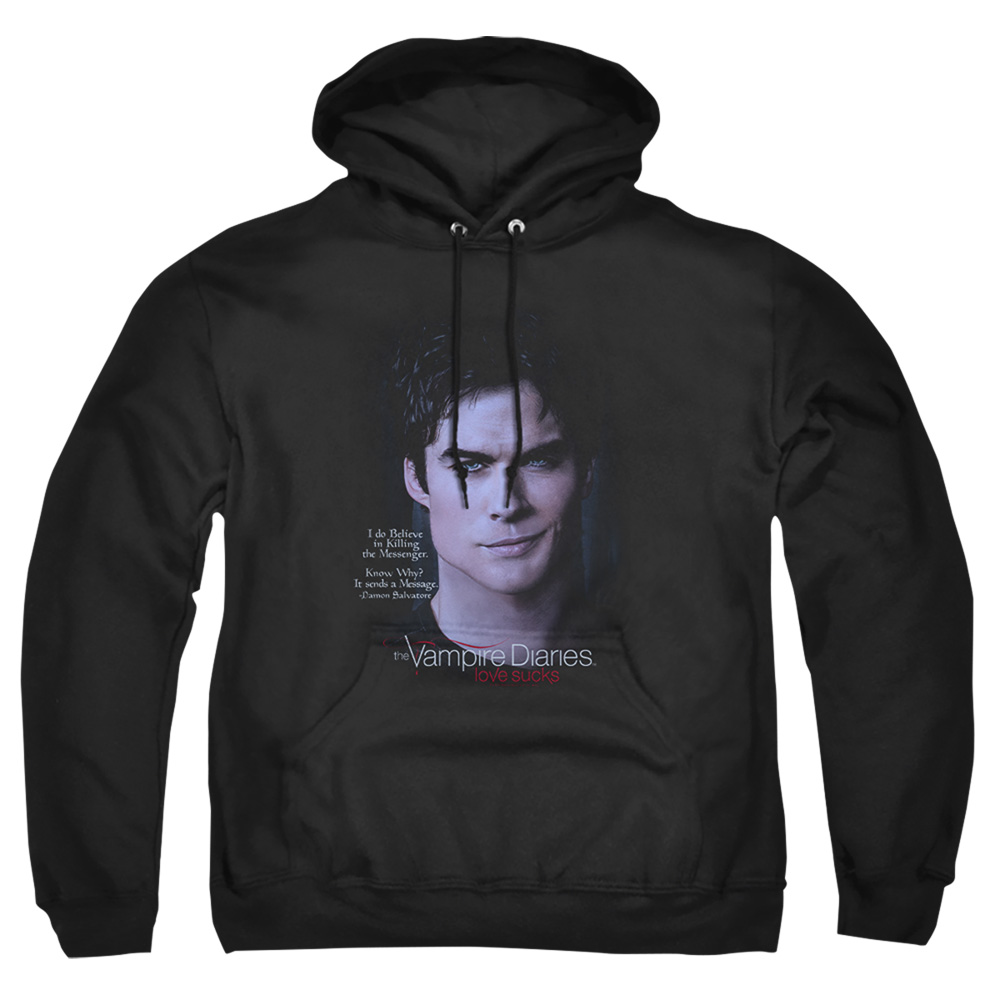 WBT524-AFTH-5 Vampire Diaries & Messenger-Adult Pull-Over Hoodie, Black - 2X