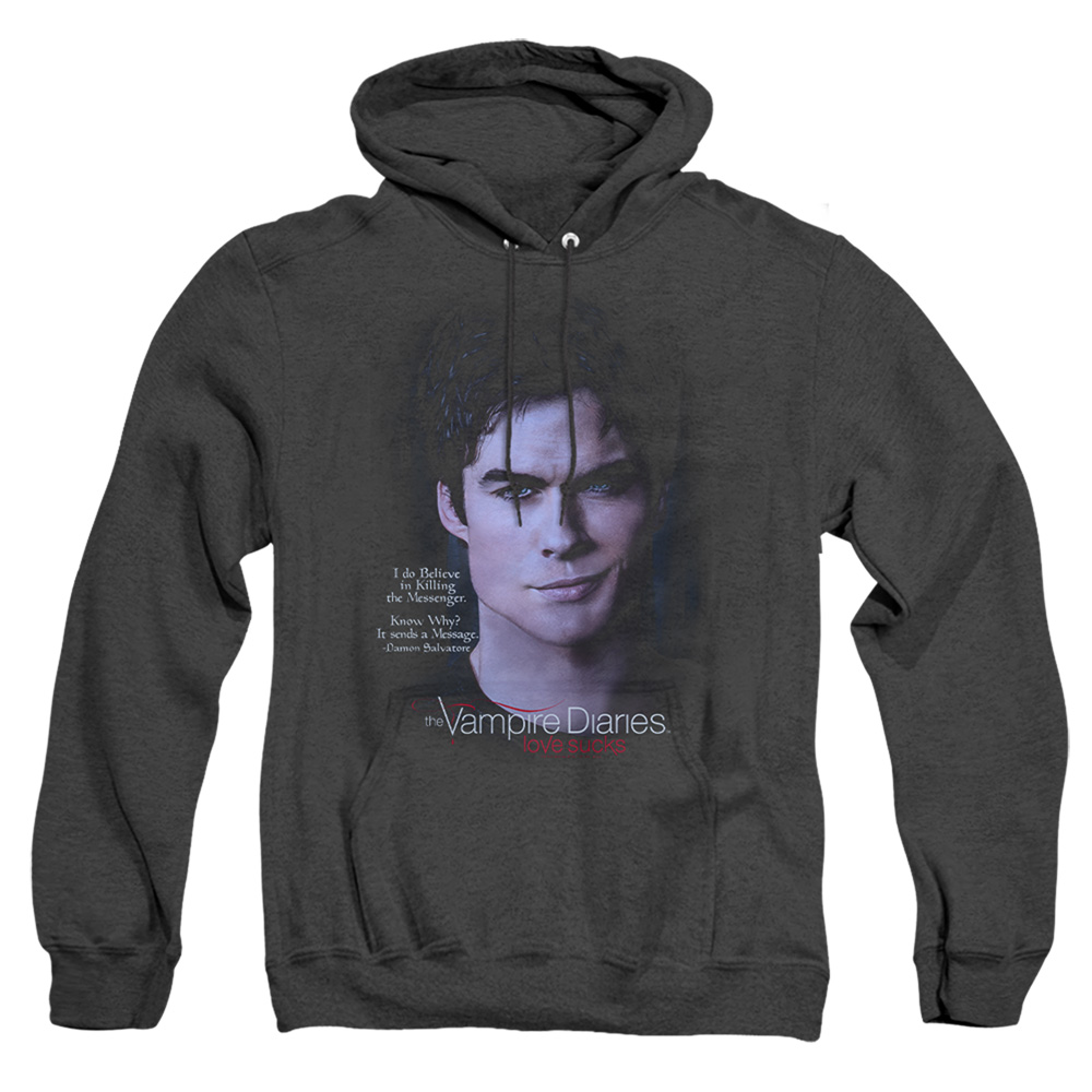 Vampire Diaries & Messenger-Adult Heather Hoodie, Black - Medium