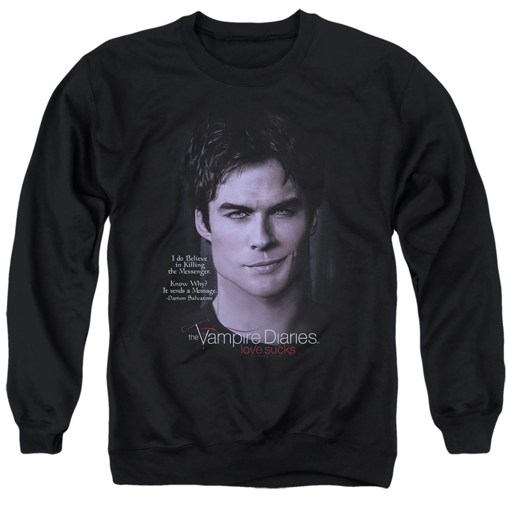 Vampire Diaries & Messenger-Adult Crewneck Sweatshirt, Black - Medium
