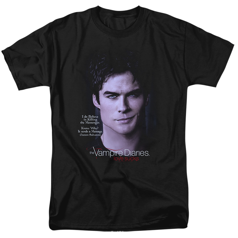 Vampire Diaries & Messenger Short Sleeve Adult 18-1 T-Shirt, Black - Medium