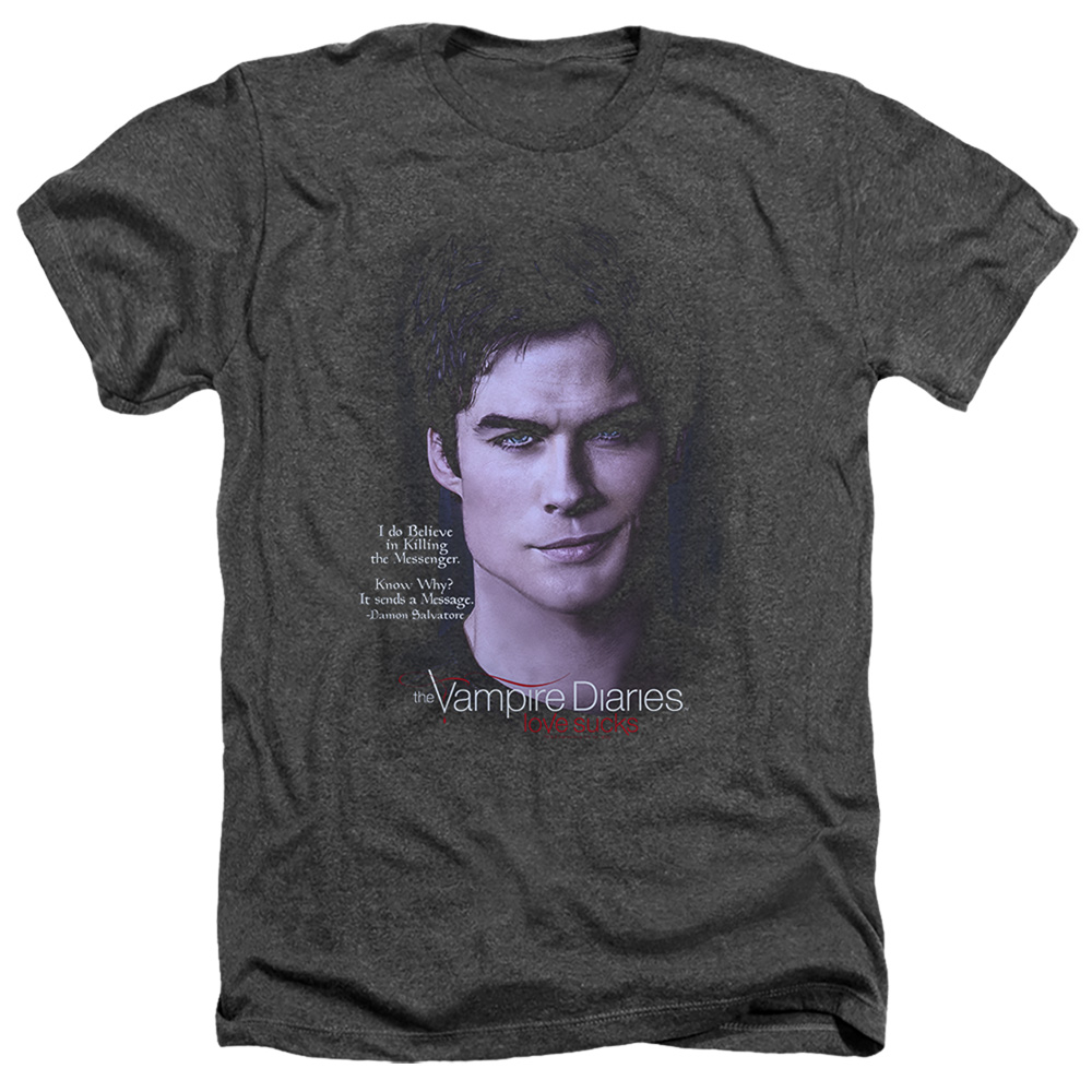 Vampire Diaries & Messenger-Adult Heather T-Shirt, Black - Medium