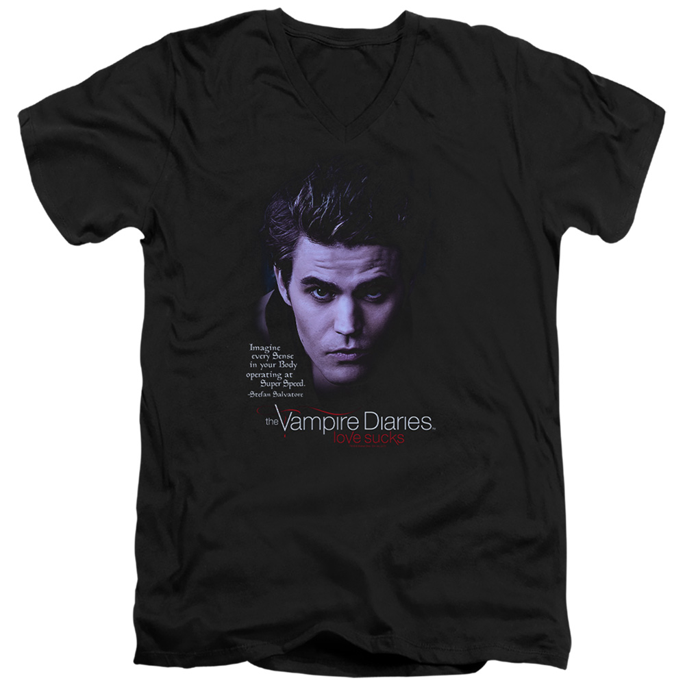 Vampire Diaries & Sense Your Body Short Sleeve Adult V-Neck 30-1 T-Shirt, Black - Extra Large