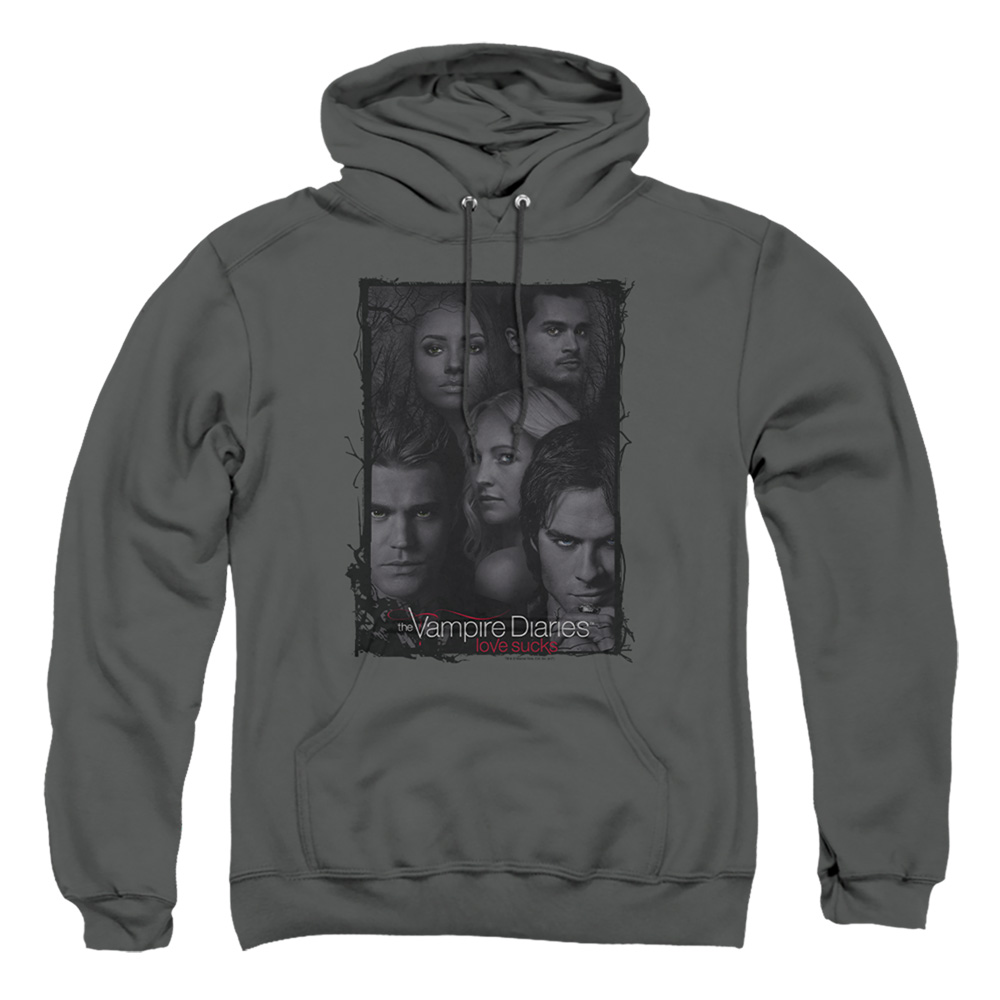 Vampire Diaries & So Here We Are-Adult Pull-Over Hoodie, Charcoal - Large