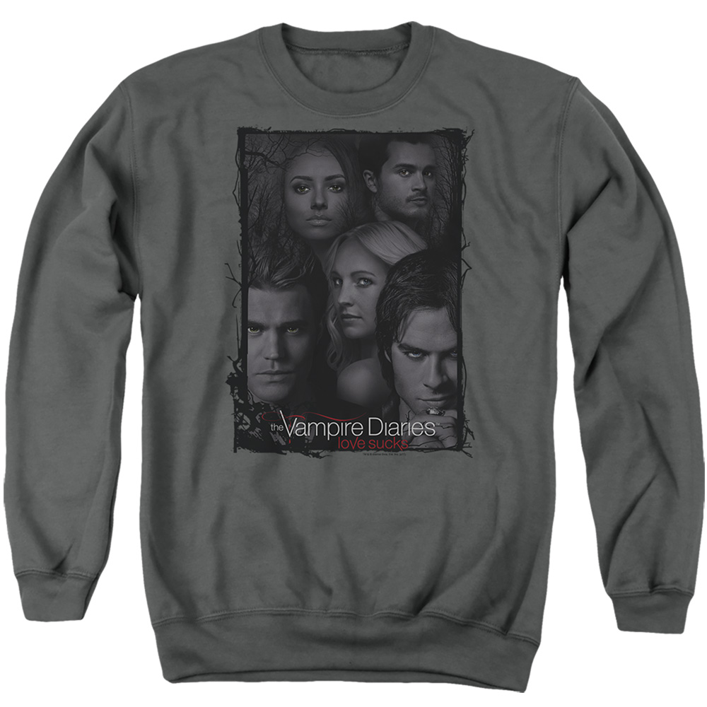 Vampire Diaries & So Here We Are-Adult Crewneck Sweatshirt, Charcoal - Medium
